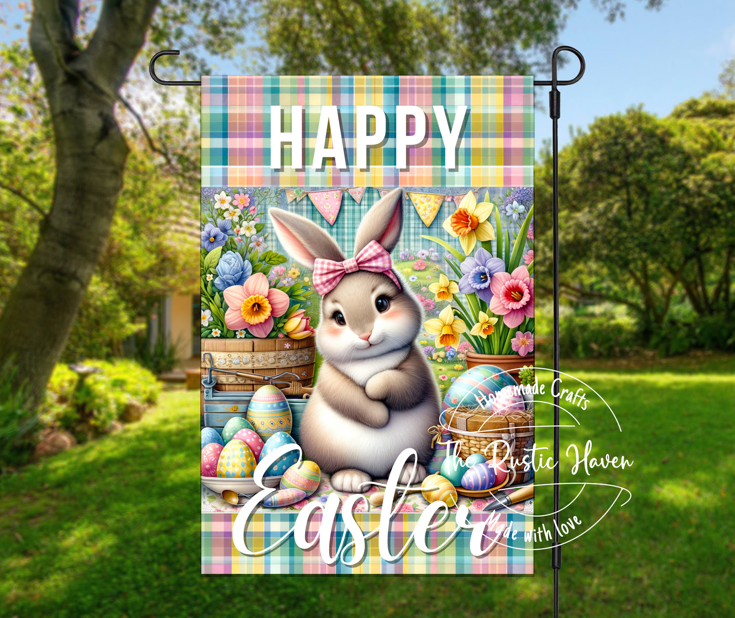 Happy Easter Cute Bunny Garden Flag
