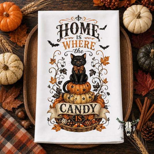 Home Is Where the Candy Is Halloween  | 16 x 24 Polyester Kitchen Towel