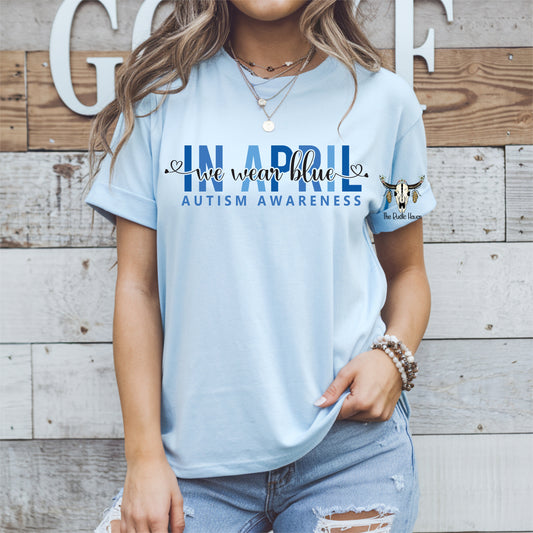 In April we wear blue T-shirt