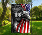 Jesus Looking Over Us, Holding the American flag, Garden Flag