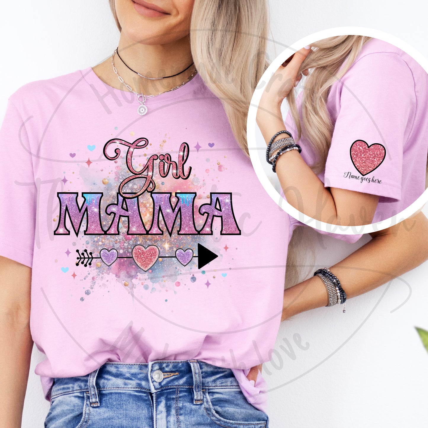 Girl Mama short sleeve t shirt with sleeve design