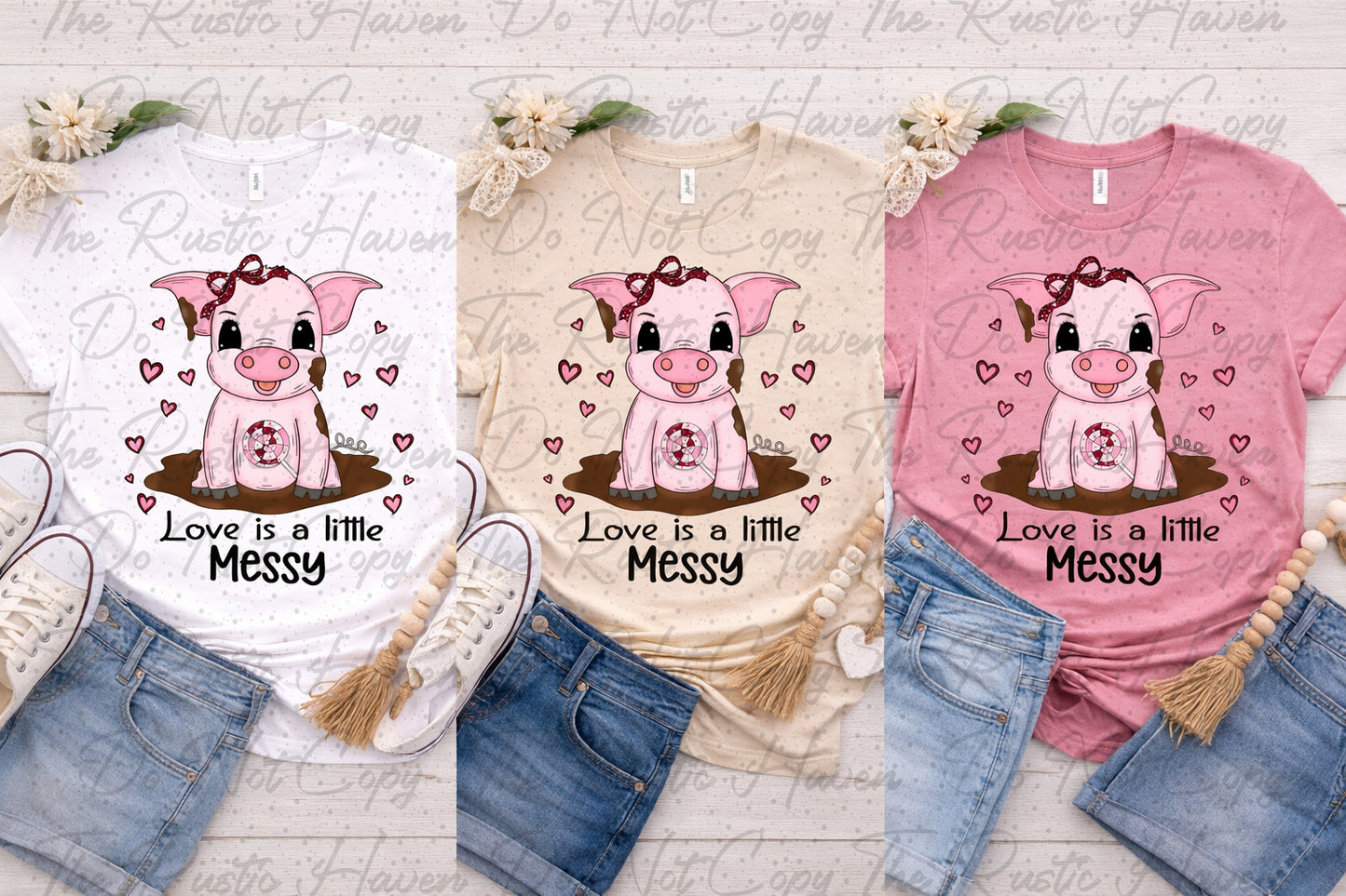 Love Is a Little Messy – Cute Pig Valentine PNG | Funny Farm Valentine