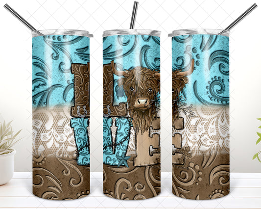 Beautiful Love Highland Cow Tumbler