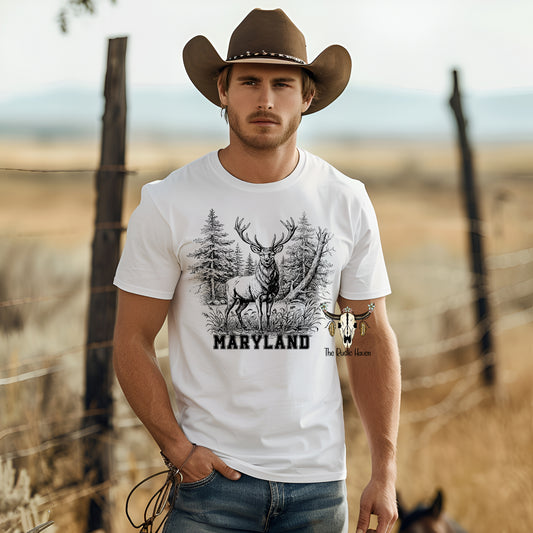 Personalized State Stag Deer T-shirt