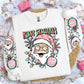 Bring some holly jolly cheer to your wardrobe with this Merry Christmas Long Sleeve Tee featuring a fun retro Santa design in soft pastel colors!