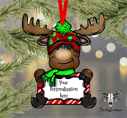 Personalized Moose Christmas Ornament