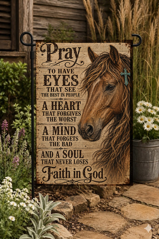 12" x 18" Double-Sided Horse Faith Garden Flag