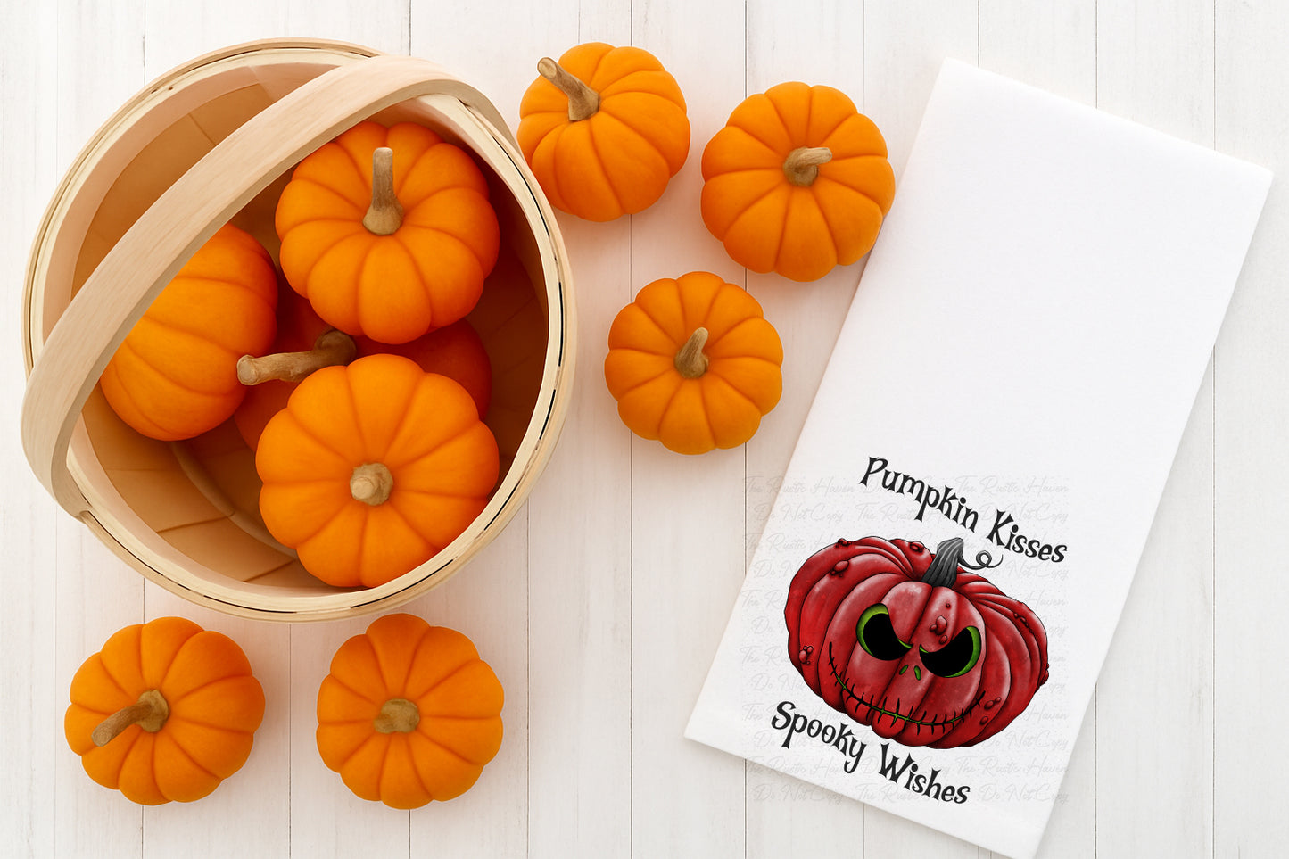 Pumpkin Kisses Spooky Wishes Halloween Hand Towel – 6 Color Options
