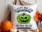 Sleepy Hollow Carving Co. Halloween Pillow – Creepy Purple Pumpkin Design (Available in 3 Colors)