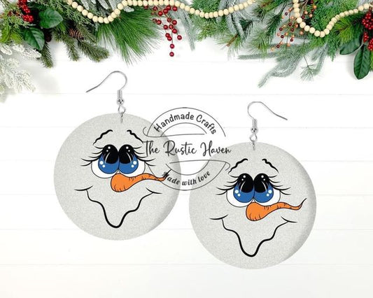 adorable snowman face earrings