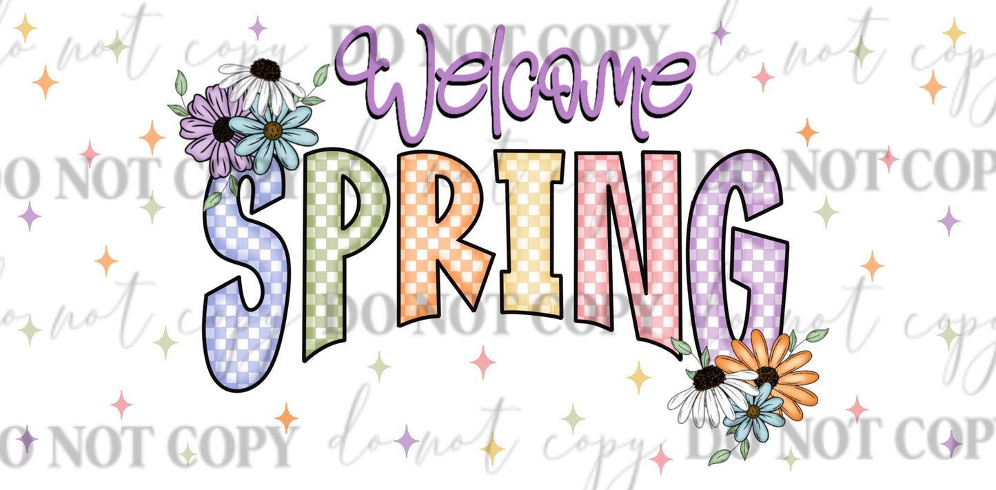 Welcome Spring 16oz Can Wrap PNG – Pastel Floral