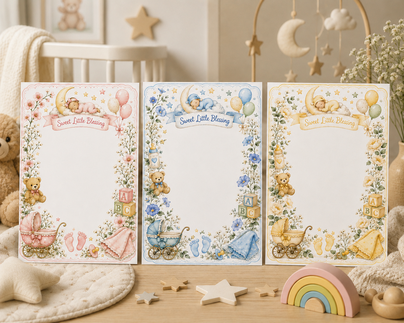 Sweet Little Blessing Baby Notes | New Mom Gift | Baby Shower Stationery