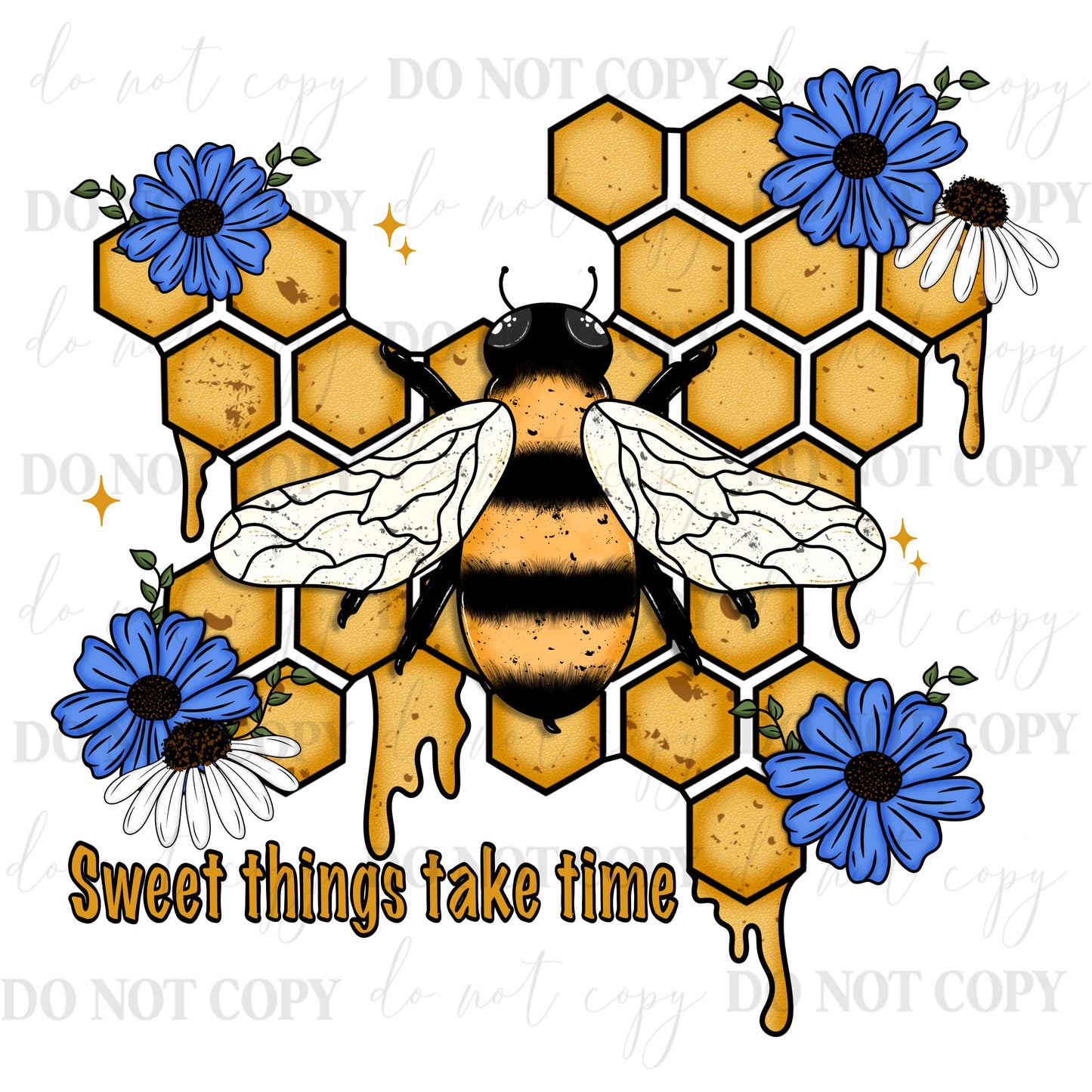 Sweet Things Take Time Bee PNG | Honeycomb Floral Digital Download | Farmhouse Spring Summer  Design