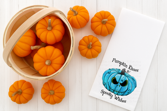 Pumpkin Kisses Spooky Wishes Halloween Hand Towel – 6 Color Options