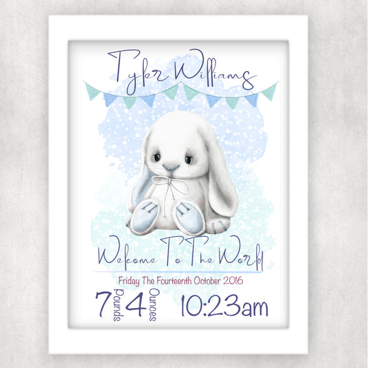 Nursery Birth Stat Cute Bunny Photo Frame