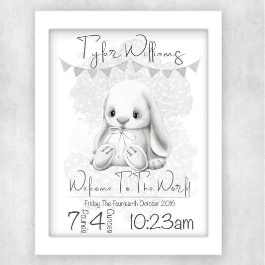 Nursery Birth Stat Cute Bunny Photo Frame