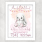 Nursery Birth Stat Cute Bunny Photo Frame