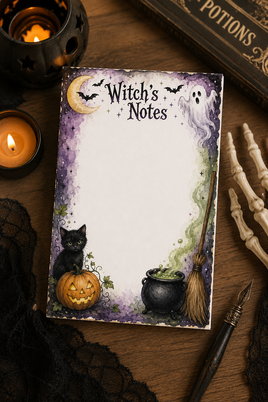 Witch's Notes Halloween Notepad | 4x6 Easy-Tear Memo Pad