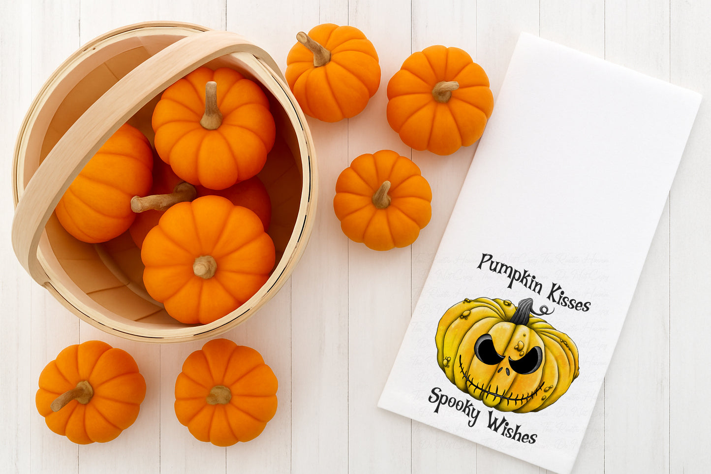 Pumpkin Kisses Spooky Wishes Halloween Hand Towel – 6 Color Options