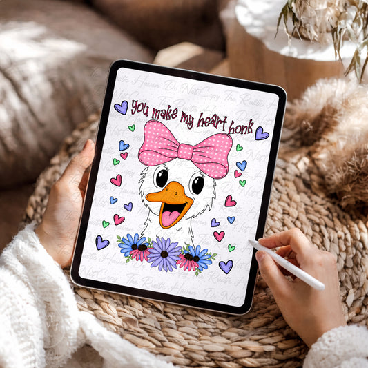You Make My Heart Honk Cute Goose Valentine PNG | Funny Love Digital Design