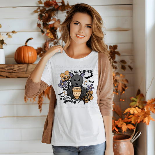 A Little Sweet, A Little Spooky Bat Graphic Tee – Halloween Cute Bat Shirt (3 Colors)