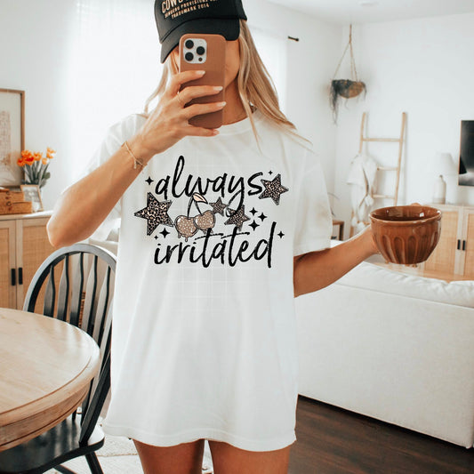 Always Irritated Graphic Tee – Sassy Cherry Star T-Shirt (Black or White)
