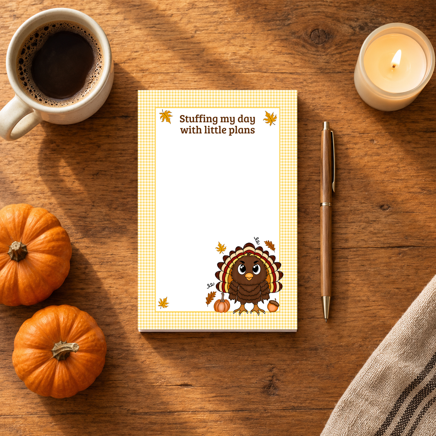 Fall Turkey Notepad Bundle | Two 4 × 6 Pads, 50 Sheets Each