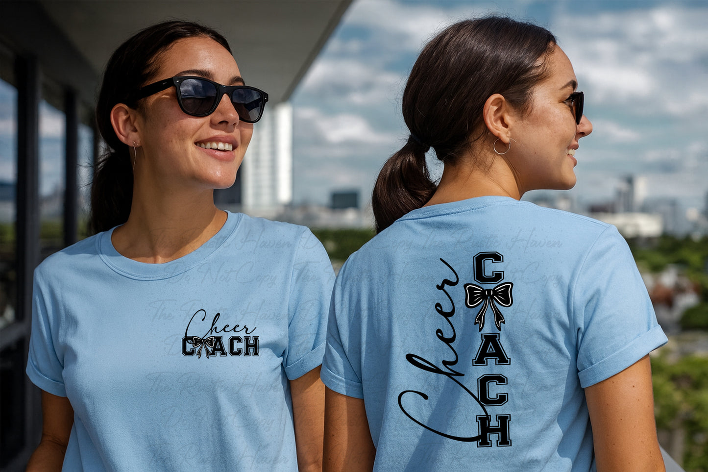 Cheer Coach T-Shirt – Stylish Cheerleading Coach Tee with Bow Design