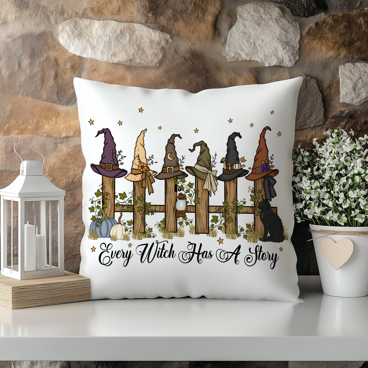 Spooky Tales & Pumpkin Trails Collection – 16x16 Linen Pillows with Inserts