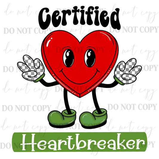 Certified Heartbreaker PNG | Kids Valentine Shirt Design | Blue & Green
