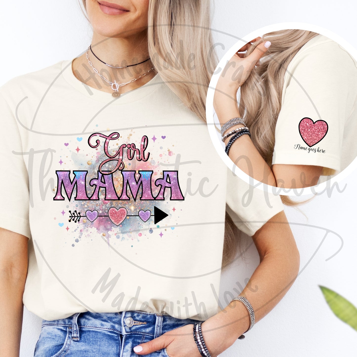 Girl Mama short sleeve t shirt with sleeve design