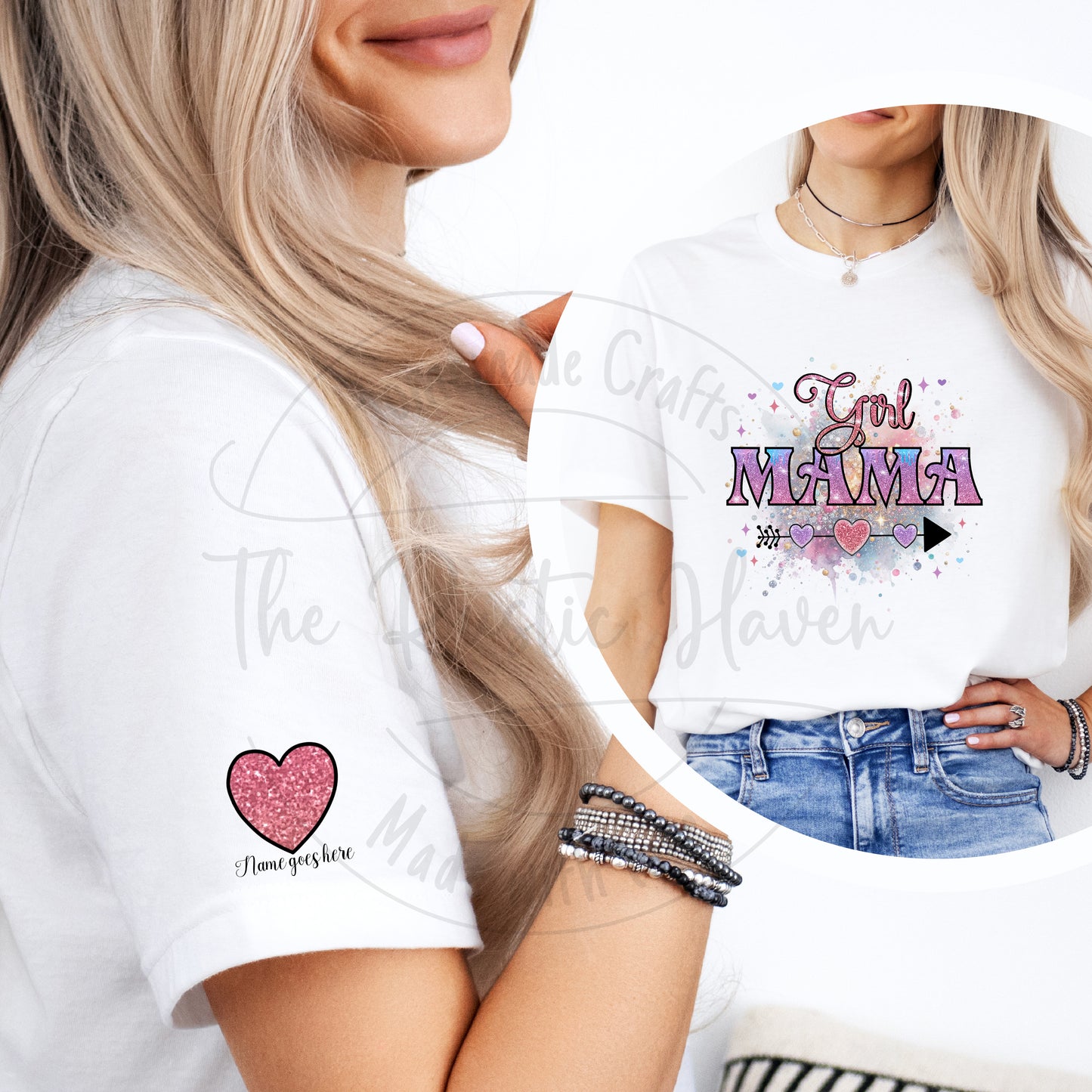 Girl Mama short sleeve t shirt with sleeve design