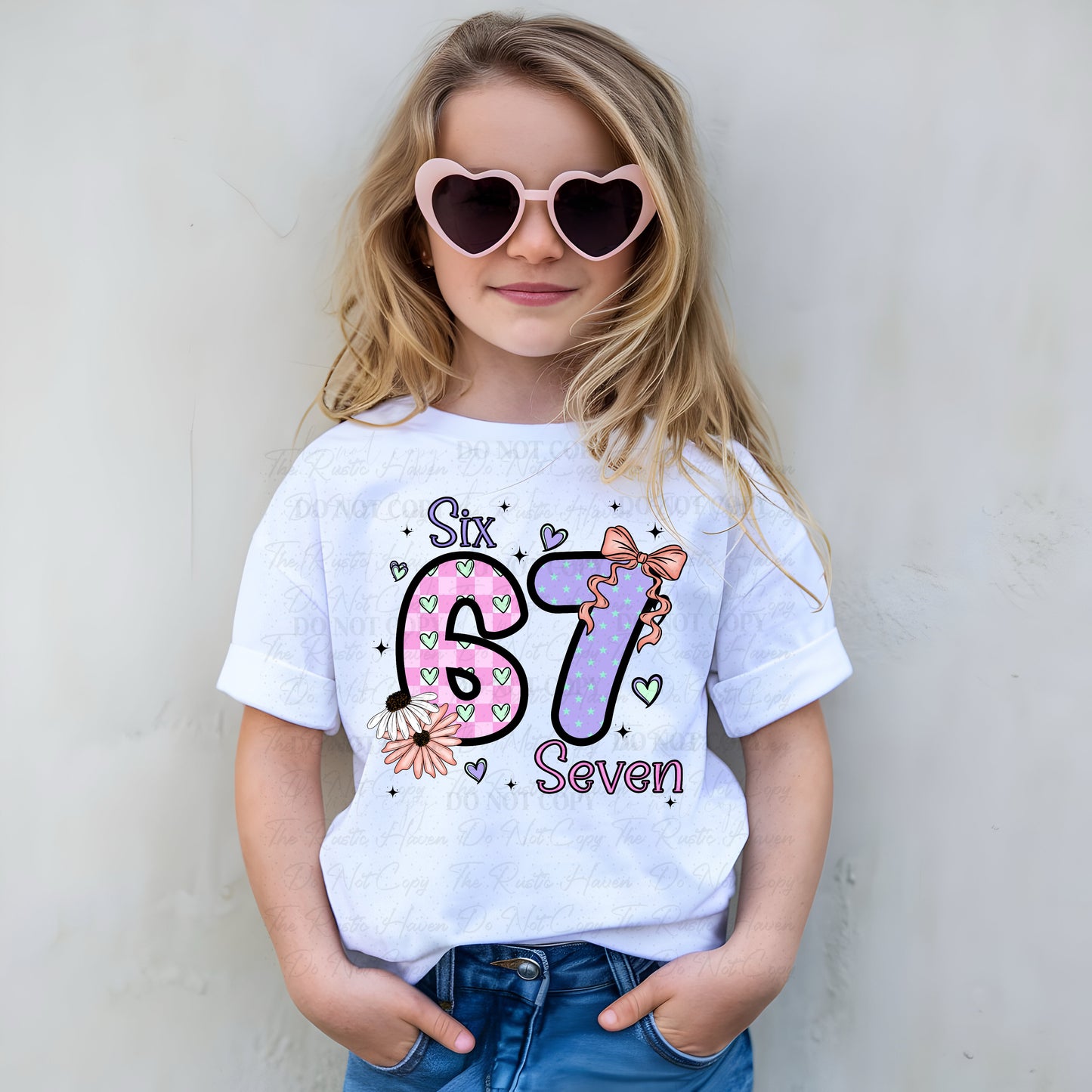 Girls “6-7” Meme Graphic Tee – Trendy Viral Meme Shirt for Kids & Teens