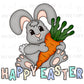 Cute Bunny with Carrot PNG – Happy Easter Design