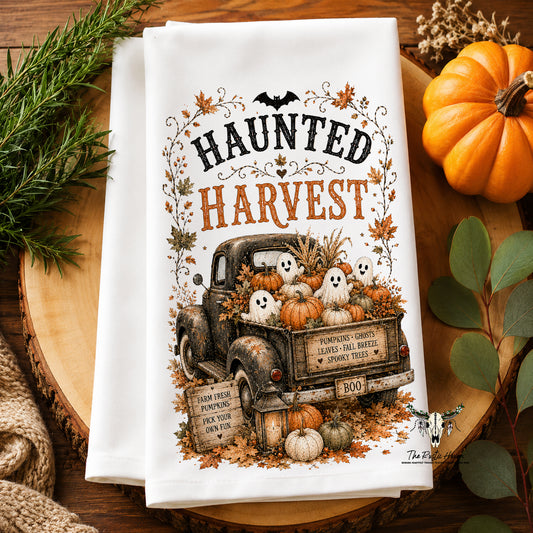 Haunted Harvest Halloween Kitchen Towel | 16×26 Polyester Hand Towel