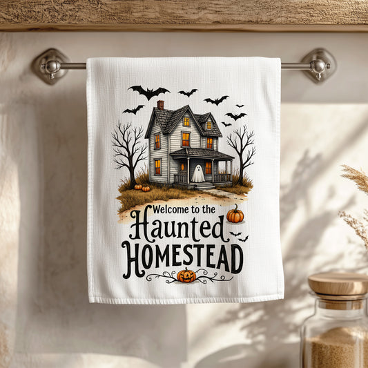 Welcome to the Haunted Homestead Halloween Towel