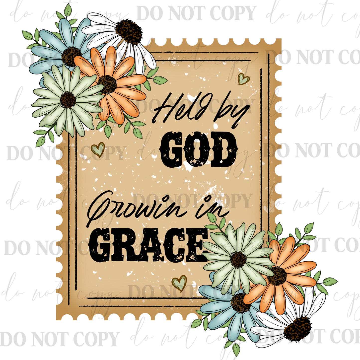 “Held by God, Growin’ in Grace – Floral Christian PNG”