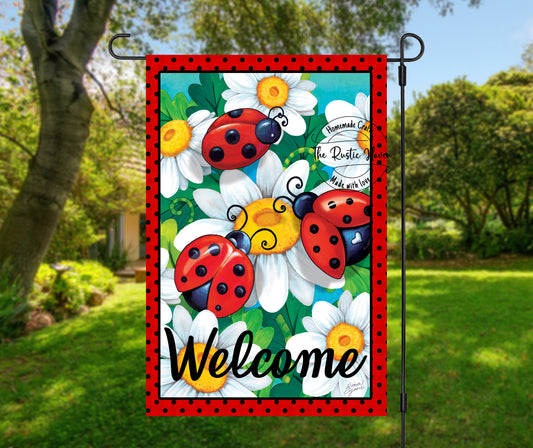 Cute Lady Bug Garden Flag