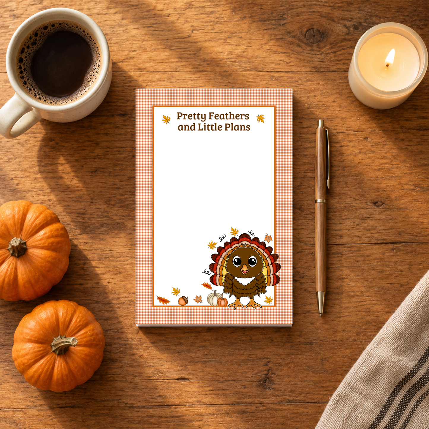 Fall Turkey Notepad Bundle | Two 4 × 6 Pads, 50 Sheets Each