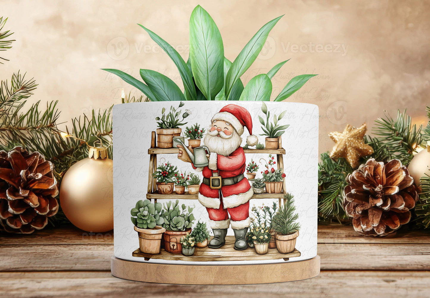 Christmas Santa Planter Pot – Festive Holiday Plant Holder (4.13”) – Ceramic Christmas Décor (Plant Not Included)