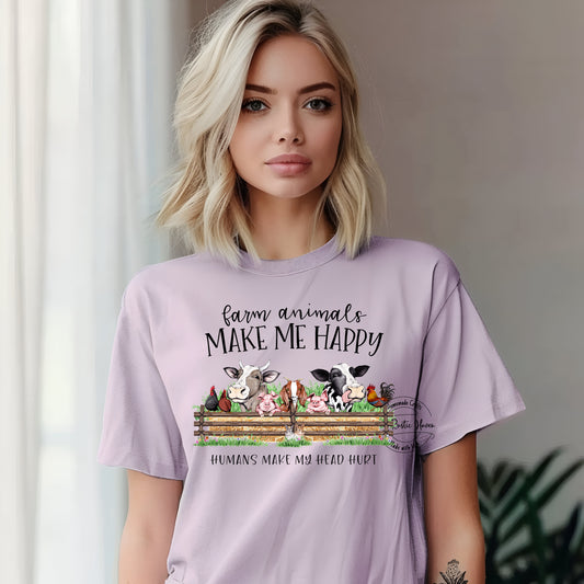 Farm animals make me happy Humans make my head hurt t-shirt