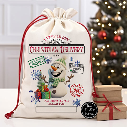 Personalized Snowman Santa Sack