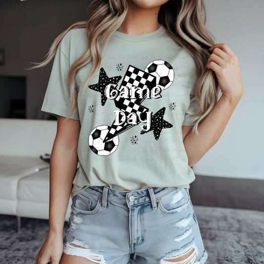 Game Day T-Shirt – Retro Soccer or Football Graphic Tee in 3 Colors