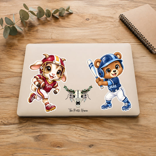 Custom Animal Sports Sticker – Personalized Name & Team Colors