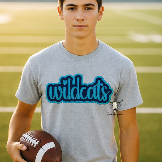 Wildcats Faux Embroidery Look T-Shirt | Game Day Graphic Tee
